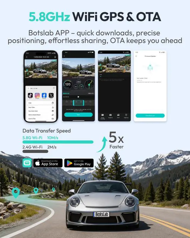 Alt view image 6 of 6 - G980H 3CH 3 Channel 360° Dash Cam, 128GB SD Card | 4K Front & 2 * 1080P Dash Cameras | 5.8G WiFi/GPS/Voice Control | 24/7 Parking Mode | 3.18" IPS Touchscreen