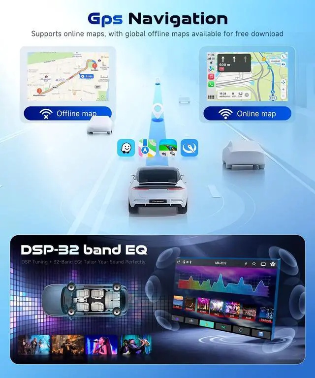 Alt view image 6 of 7 - 8Core 4GB+64GB for Honda Civic 2016-2020 Car Radio Stereo with Wireless Carplay,5.0 Bluetooth,DSP 46EQ,Android Auto,9inch IPS Touch Screen,Android 15,AHD Backup Camera,59UIs,GPS,FM/RDS
