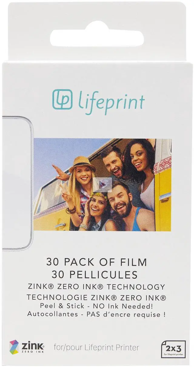 Main image of 30 pack of film for Augmented Reality Photo AND Video Printer. 2x3 Zero Ink sticky backed film