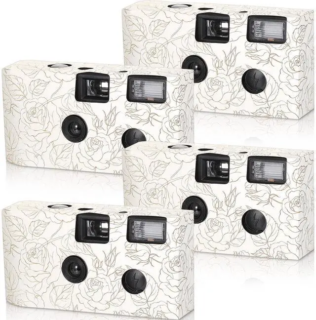 Main image of 4 Pack Disposable Camera for Wedding, 35mm Single Use Camera with Flash One Time for Gathering Wedding Anniversary Travel Party Supply(Fresh Style, Black White Film)