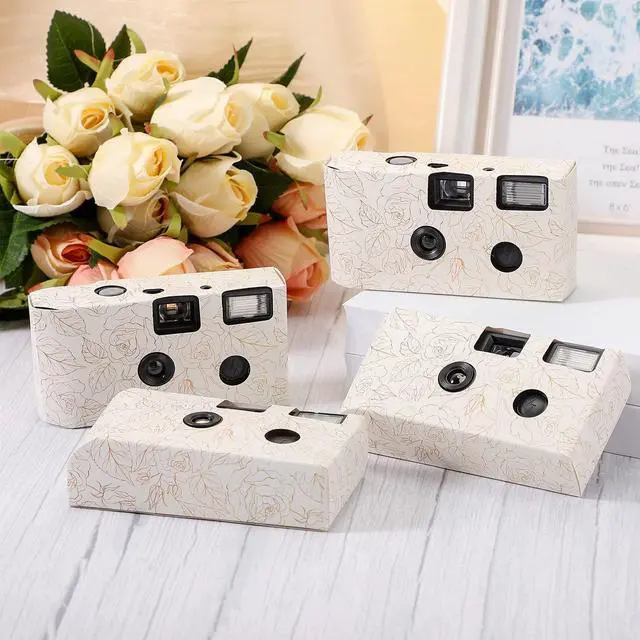 Alt view image 2 of 7 - 4 Pack Disposable Camera for Wedding, 35mm Single Use Camera with Flash One Time for Gathering Wedding Anniversary Travel Party Supply(Fresh Style, Black White Film)