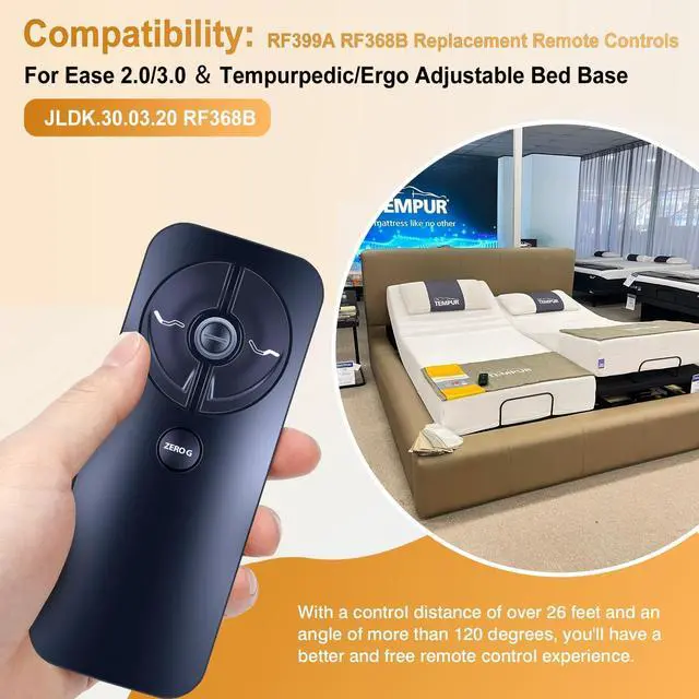 Alt view image 2 of 6 - New RF399A RF368B Sealy Ease 2.0/3.0/4.0 Replacement Remote Control Compatible with Tempurpedic/Ergo Adjustable Bed Base JLDK.30.03.20