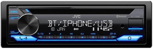 Main image of KD-T720BT - CD Car Stereo, Single Din, Bluetooth Audio and Hands Free Calling w External Microphone, CD, MP3, USB, AUX Input AM/FM Radio, High Power Amp, Amazon Alexa Voice Control