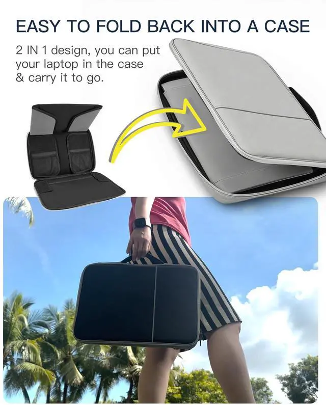 Alt view image 3 of 6 - Laptop Sun Shade, Fits 13-16 inch Laptop, UV-Heat Reflective & Water-Resistant Material, Easy to Carry Computer Case for Working Outside,Travel, Beach (Light Grey)