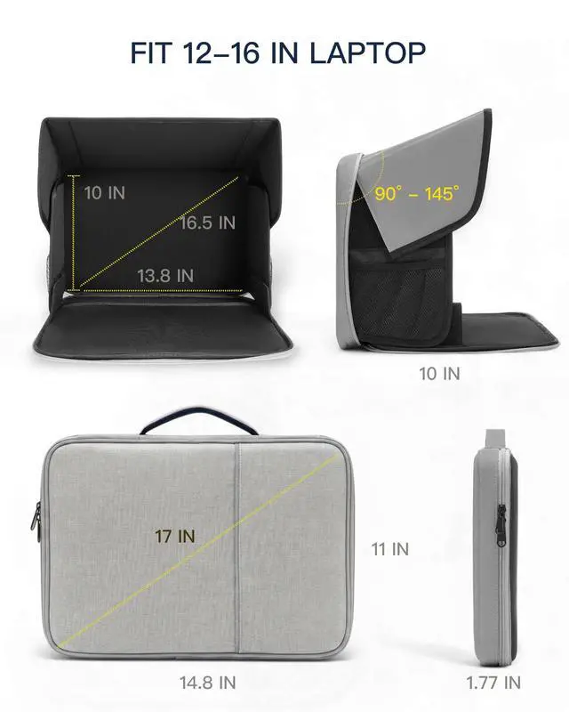 Alt view image 4 of 6 - Laptop Sun Shade, Fits 13-16 inch Laptop, UV-Heat Reflective & Water-Resistant Material, Easy to Carry Computer Case for Working Outside,Travel, Beach (Light Grey)