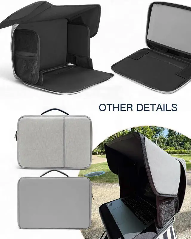 Alt view image 6 of 6 - Laptop Sun Shade, Fits 13-16 inch Laptop, UV-Heat Reflective & Water-Resistant Material, Easy to Carry Computer Case for Working Outside,Travel, Beach (Light Grey)