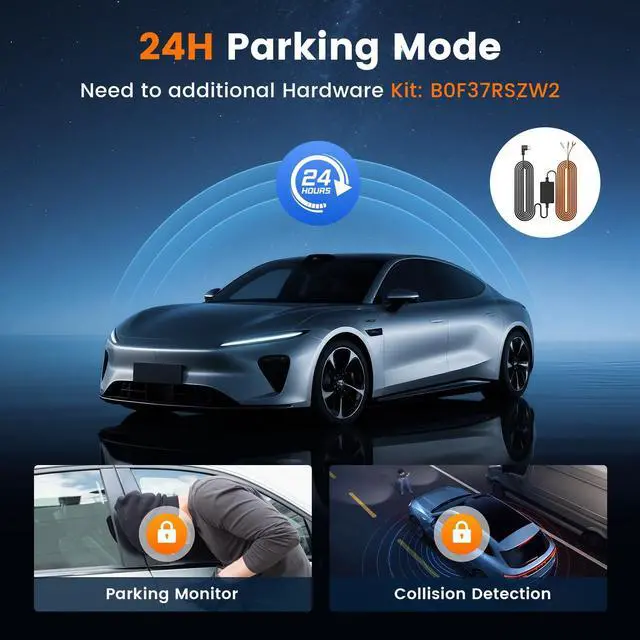 Alt view image 5 of 6 - 4K Mirror Dash Cam Front and Rear, 10'' Touch Screen Rear Digital View 1080P Rear Mirror Camera for Cars, 170° Night Vision, WDR, 24H Parking Monitoring/Rerverse Assist/Voice Control/G Sensor
