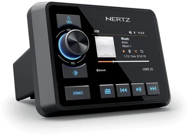 Main image of HMR-20 Marine Digital Media Receiver 2-Zone Receiver 3" Color Display AM/FM/USB/Bluetooth, 50 W x 4