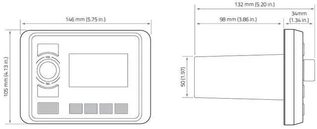 Alt view image 2 of 2 - HMR-20 Marine Digital Media Receiver 2-Zone Receiver 3" Color Display AM/FM/USB/Bluetooth, 50 W x 4