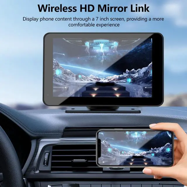 Alt view image 3 of 7 - Carplay Screen for Car, 7'' Wireless CarPlay & Android Auto- Upgrade Portable Touchscreen with Bluetooth, Mirror Link, Voice Control, Hands-Free Calling Car Play Screen Stereo for All Vehicles