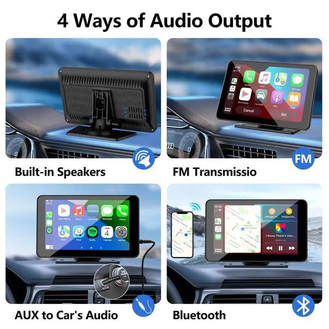 Alt view image 5 of 7 - Carplay Screen for Car, 7'' Wireless CarPlay & Android Auto- Upgrade Portable Touchscreen with Bluetooth, Mirror Link, Voice Control, Hands-Free Calling Car Play Screen Stereo for All Vehicles