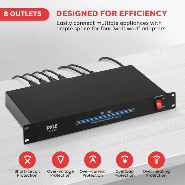 Alt view image 2 of 7 - Pro PCO800 19'' Rack Mount 1800 Watt Power Conditioner w/ 8 Outlets