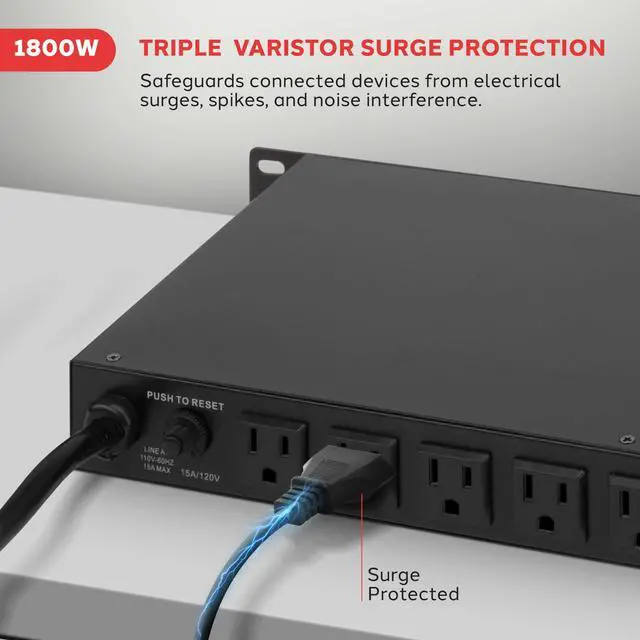 Alt view image 4 of 7 - Pro PCO800 19'' Rack Mount 1800 Watt Power Conditioner w/ 8 Outlets