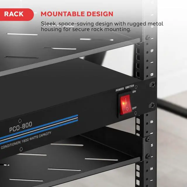 Alt view image 6 of 7 - Pro PCO800 19'' Rack Mount 1800 Watt Power Conditioner w/ 8 Outlets