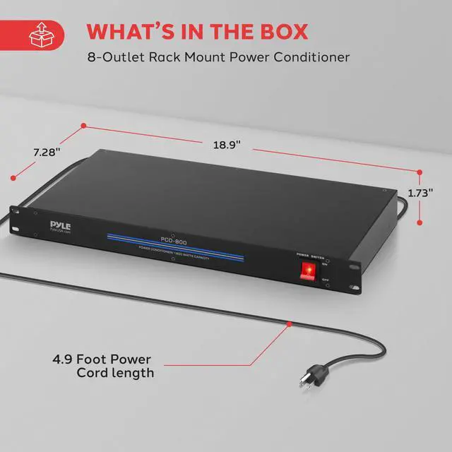 Alt view image 7 of 7 - Pro PCO800 19'' Rack Mount 1800 Watt Power Conditioner w/ 8 Outlets
