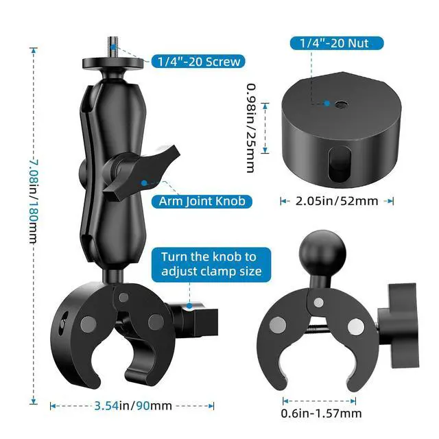 Alt view image 2 of 7 - 2026/2025 Starlink Mini Clamp Mount, Star Link Mini Pipe Mount with 2025 Pipe Adapter, Aluminum Alloy Adjustable Mounting for Camper, RV Ladder, Pole, Yacht, Guardrails (1/4"-20 Thread)