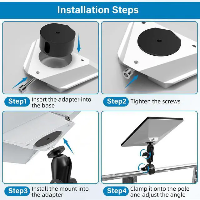 Alt view image 7 of 7 - 2026/2025 Starlink Mini Clamp Mount, Star Link Mini Pipe Mount with 2025 Pipe Adapter, Aluminum Alloy Adjustable Mounting for Camper, RV Ladder, Pole, Yacht, Guardrails (1/4"-20 Thread)