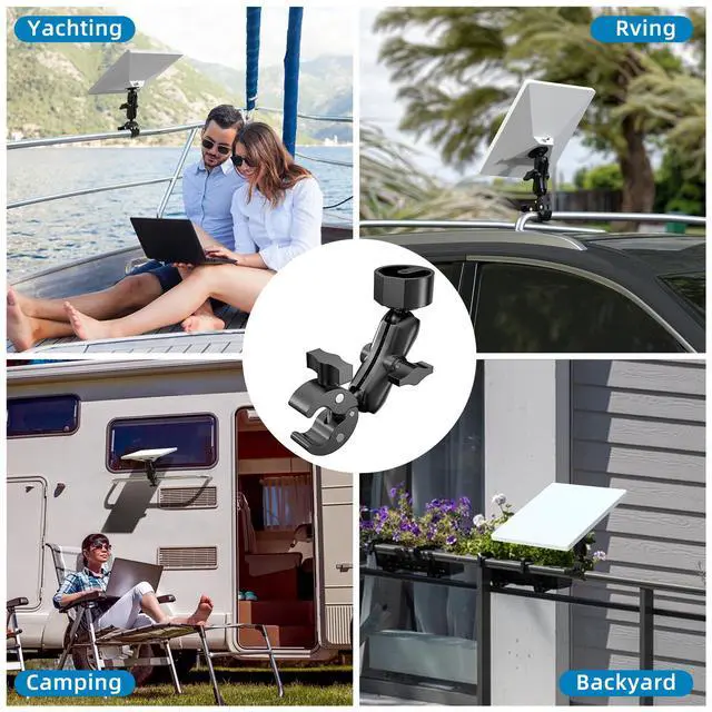 Alt view image 6 of 7 - 2026/2025 Starlink Mini Clamp Mount, Star Link Mini Pipe Mount with 2025 Pipe Adapter, Aluminum Alloy Adjustable Mounting for Camper, RV Ladder, Pole, Yacht, Guardrails (1/4"-20 Thread)