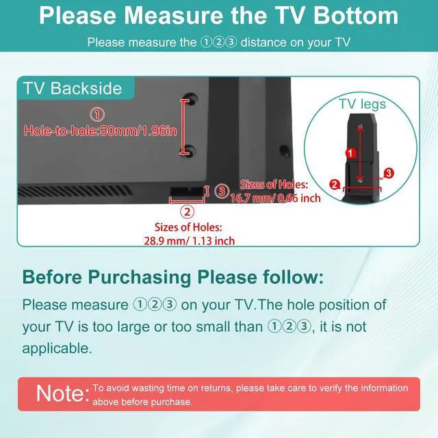 Alt view image 2 of 7 - TV Stand for Vizio TV Legs V505-H9 V505-H19 D50X-G9 V505-G9 M506X-H9 Listed, for Specific TV Bottom Ports, Confirm Description Picture Before Buying - Avoid Mismatch