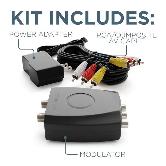 Alt view image 3 of 7 - RF Modulator for TV - RCA Composite to RF Coaxial Adapter with A/V Cable - Converts Standard Definition Signals to Coax - Watch DVD, VHS, Game Consoles on TV - Does Not Work in Reverse