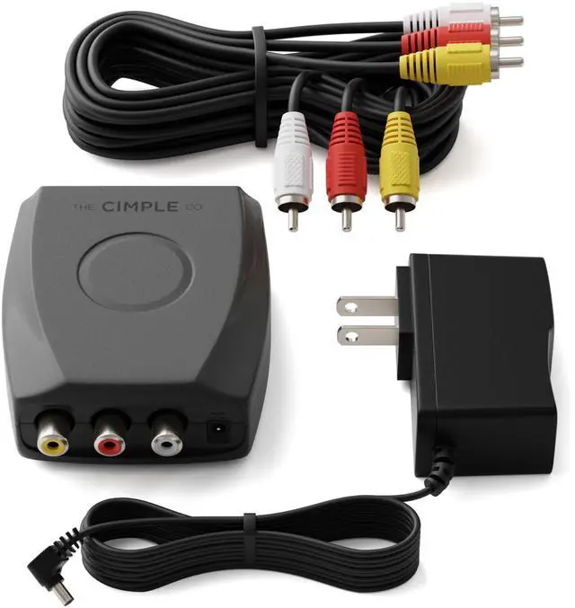Main image of RF Modulator for TV - RCA Composite to RF Coaxial Adapter with A/V Cable - Converts Standard Definition Signals to Coax - Watch DVD, VHS, Game Consoles on TV - Does Not Work in Reverse