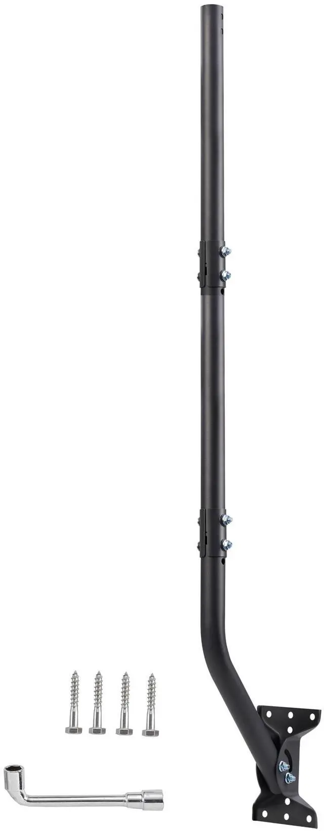 Main image of Universal Antenna Mounting Pole 1.5" Dia x 51" L, Heavy Duty J Mount for Starlink, Weather Station & All Types of Antennas, Adjustable Pivot Lock Bracket for Wall, Eave & Roof