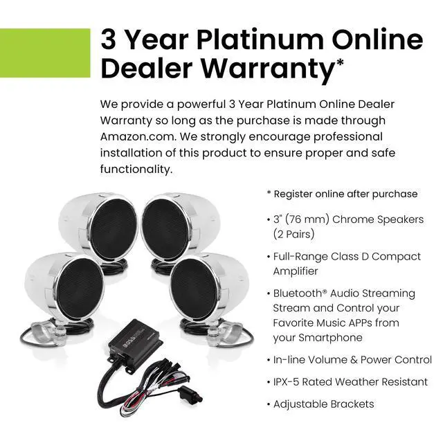 Alt view image 2 of 6 - MC470B Motorcycle Speakers and 2 Channel Amp Package