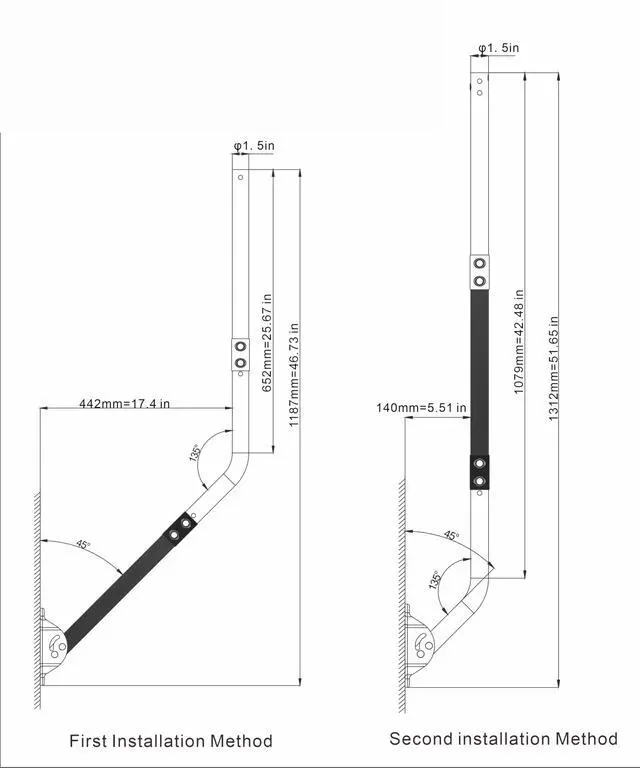 Alt view image 5 of 7 - Universal Antenna Mounting Pole 1.5" Dia x 51" L, Heavy Duty J Mount for Starlink, Weather Station & All Types of Antennas, Adjustable Pivot Lock Bracket for Wall, Eave & Roof