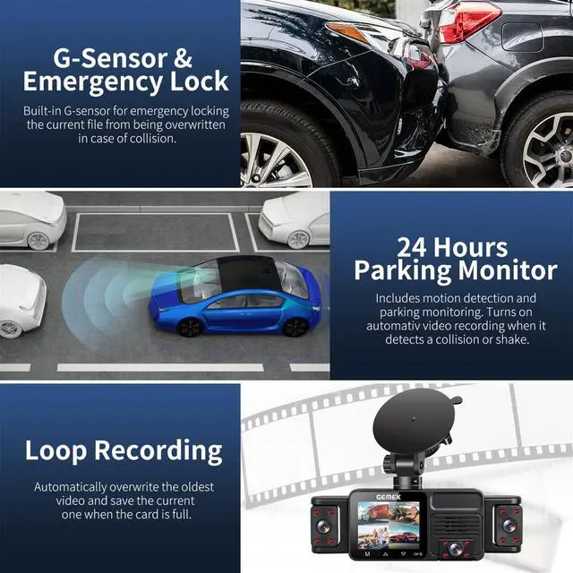 Alt view image 7 of 7 - 5 Channel Dash Cam 360° View 5G WiFi & APP Control, 2K Front and Rear Inside, Left Right Dash Camera for Cars Free 64GB TF Card, G-Sensor, Night Vision, 24H Parking Mode