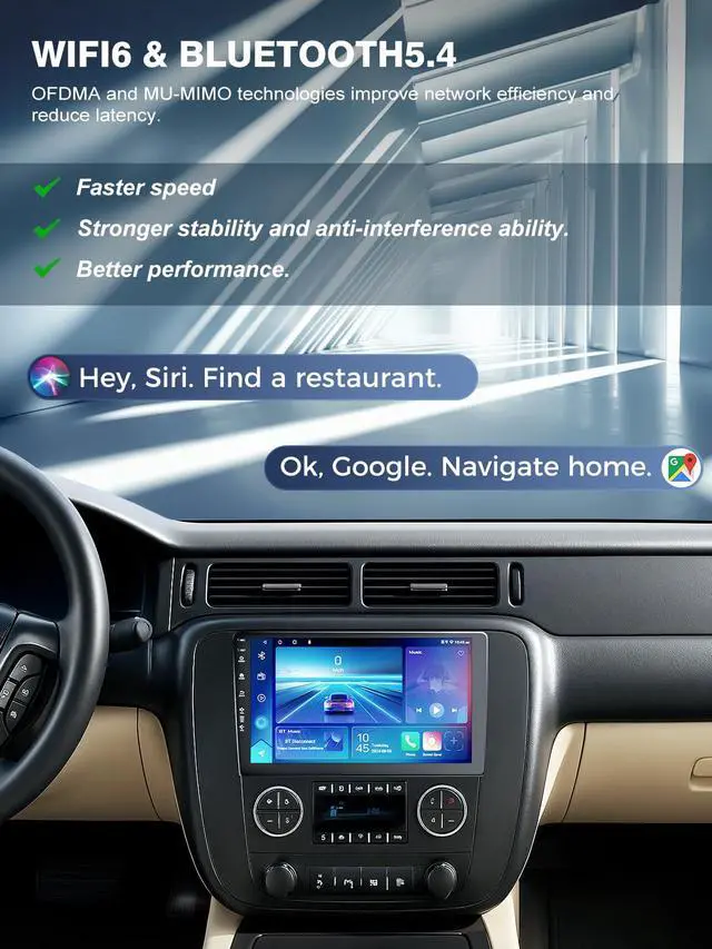 Alt view image 5 of 7 - 5G WiFi(6) Car Radio for GMC Yukon Chevrolet Chevy Silverado 2007-2013 Tahoe Sierra Android13/Wireless CarPlay/Android Auto/Touch Screen/GPS Navigation/Bluetooth/FM/HD Backup Camera (Black(2+64))