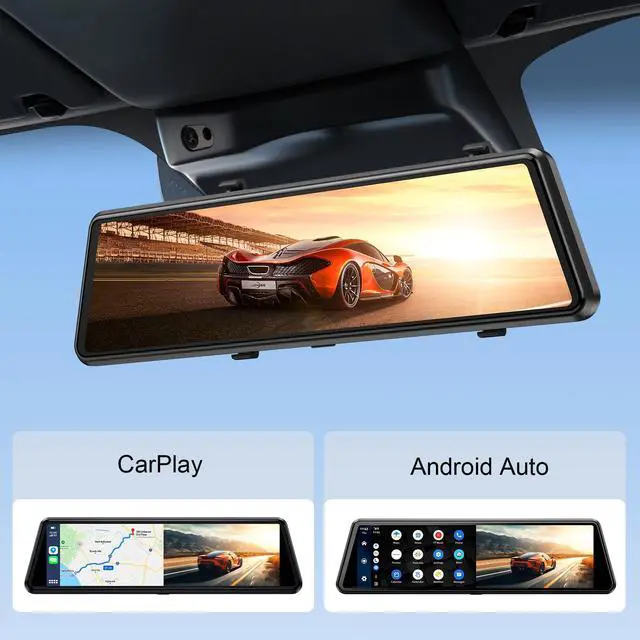Alt view image 2 of 7 - C810 CarPlay Mirror Dash Cam Front and Rear - 2.5K Rear View Mirror Camera, HDR Night Vision, FM/Wireless Audio, DIY 10-Min Install, Extreme Temp Resistant for Snowbelt & Vintage Cars