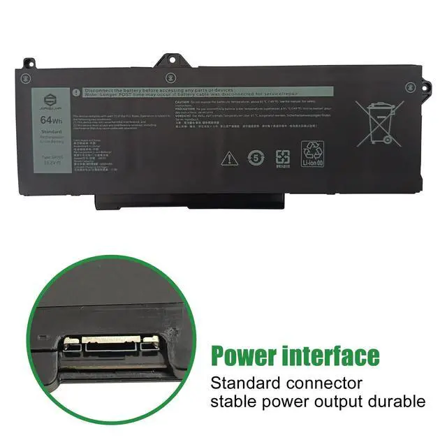 Alt view image 3 of 6 - GRT01 Laptop Battery Replacement for Dell Latitude 5421 5431 5521 5531 Precision 3470 3561 3571 3581 3591 Series Notebook 00P3TJ 0P3TJ 0R05P0 R05P0 Black 15.2V 64Wh 4000mAh