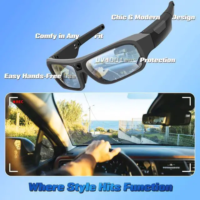 Alt view image 5 of 7 - 2026 Next-Gen Camera Glasses 4K, Smart Glasses Camera for Men Women | Smart Sunglasses with UV400 Protection, Video Glasses for Outdoor Activities Hiking Cycling Riding Climbing Driving
