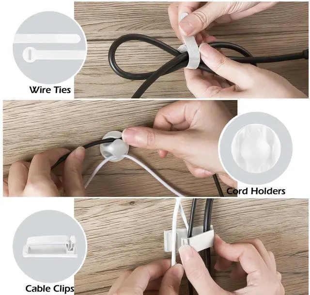Alt view image 3 of 7 - Cable Management Under Desk 26PCS - Cable Management Tray Kit Ventilated Hexagonal Design with Cable Clips, Wire Ties, Cord Holder & Screws for Office, Home - 2 White Sets