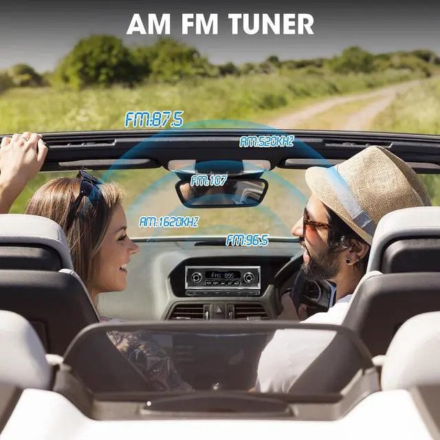 Alt view image 5 of 6 - Retro Bluetooth Car Radio Receiver: Single Din Vintage Stereo for Retro Car | AM FM USB AUX Preset EQ Subwoofer Output 300W