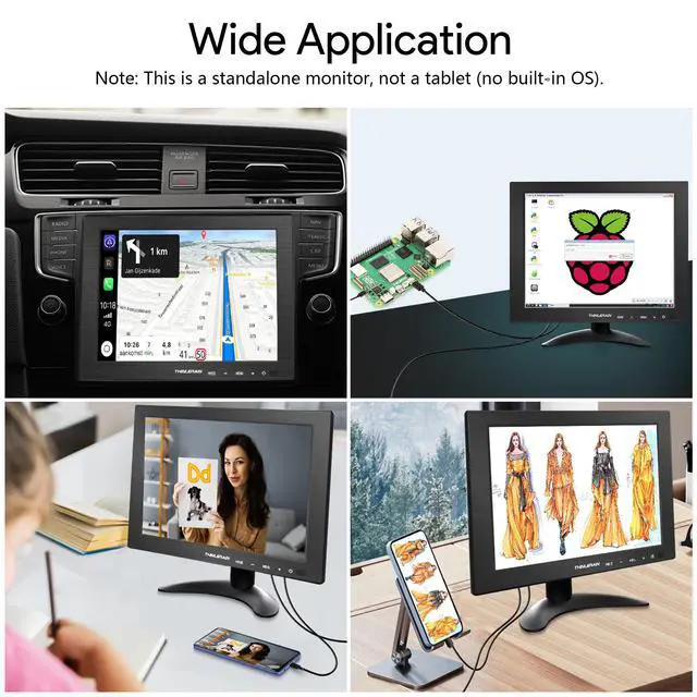 Alt view image 5 of 7 - 9.7 Inch Small Monitor 2048x1536 IPS Display, 4:3 Second Screen, 440 Nit Brightness, Dual USB-C & HDMI, Built-in Speakers, VESA Mountable, External Monitor for Laptop PC Phone RasPi