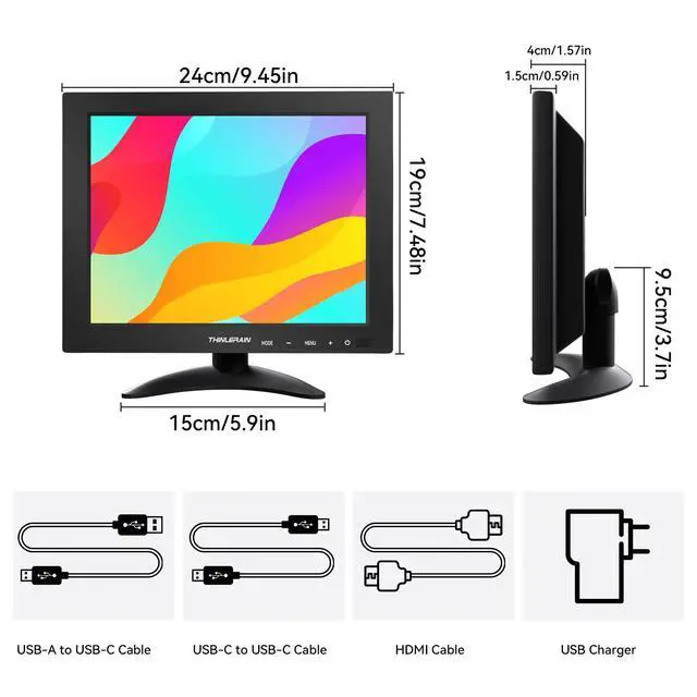Alt view image 7 of 7 - 9.7 Inch Small Monitor 2048x1536 IPS Display, 4:3 Second Screen, 440 Nit Brightness, Dual USB-C & HDMI, Built-in Speakers, VESA Mountable, External Monitor for Laptop PC Phone RasPi