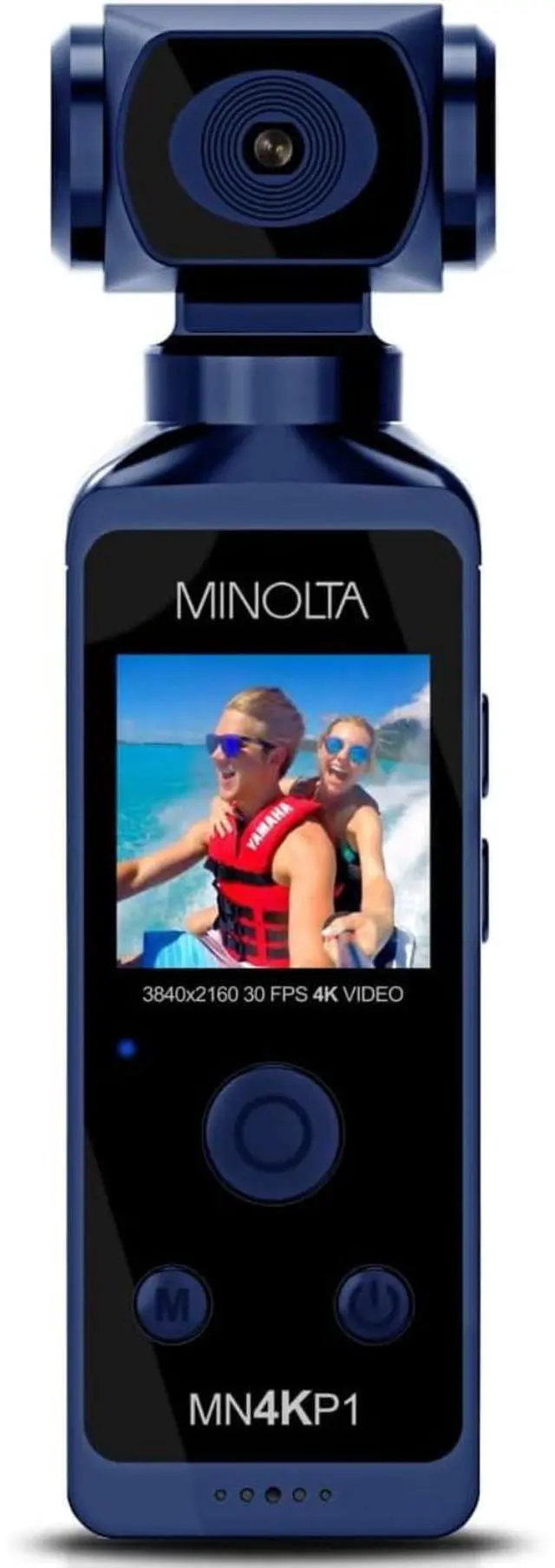 Main image of MN4KP1 4K 16MP Waterproof Pocket Camcorder, WiFi Action Cam (Blue) | Includes a carrying case and neck strap for comfortable viewing and easy transport