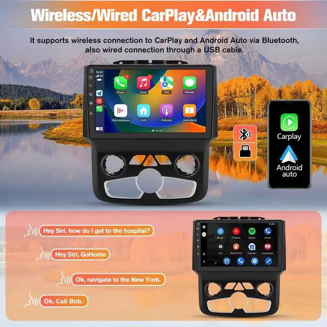 Alt view image 4 of 7 - Car Radio for RAM 1500 2500 3500 Radio, 2013 2014 2015 2016 2017 2018 for Dodge RAM Radio Screen with 9 Inch, Android, Carplay, Touch Screen, Backup Camera, DSP, 64G ROM, Only Fit Auto AC