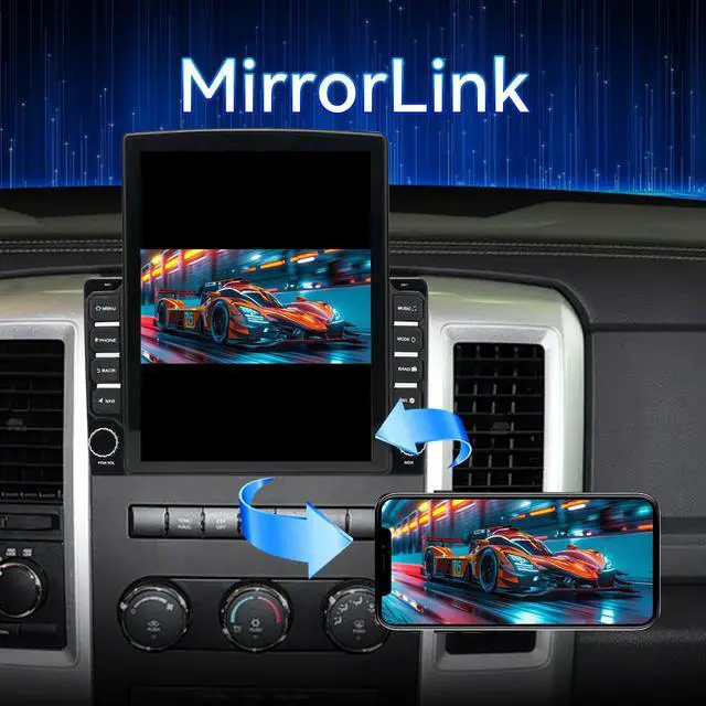 Alt view image 5 of 7 - Android 14 Car Radio Stereo Compatible with Dodge RAM 1500 2500 3500 2009 2010 2011 2012, 9.7" Car Stereo with Wireless CarPlay Android Auto WiFi FM Bluetooth GPS Backup Camera Radio Upgrade 2+64G