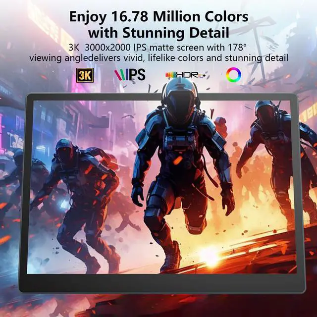 Alt view image 2 of 7 - Portable Monitor 13.5'' 3000×2000 IPS 3:2 Screen, 100% sRGB HDR USB-C HDMI Second Monitor for Laptop, Ultra-Slim Portable Display with Adjustable Damping Stand, Plug & Play for PC Mac Phone