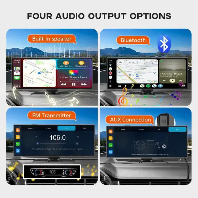 Alt view image 2 of 5 - Largest 11.5" Portable Apple Carplay Screen for Car, 4K Wireless Car Play & Android Auto, Upgrade Touchscreen with Dash Cam, App Control/Loop Recording/Backup Camera/Mirror Link/GPS/FM
