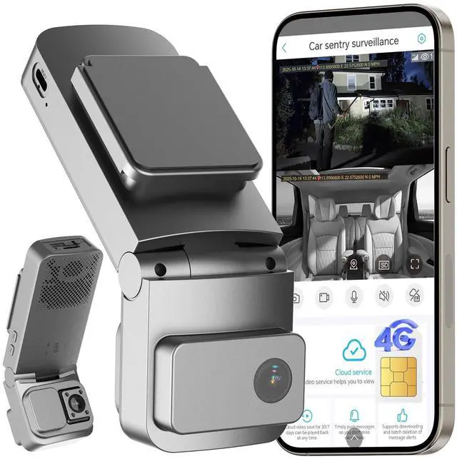 Main image of 4G LTE Dash Cam with Live Streaming, Car Vandalism Security Camera | Dual 155° Front & 180° Inside Camera, GPS Tracking, Radar Detect, G-Sensor, OBD II, 24/7 Parking Monitor