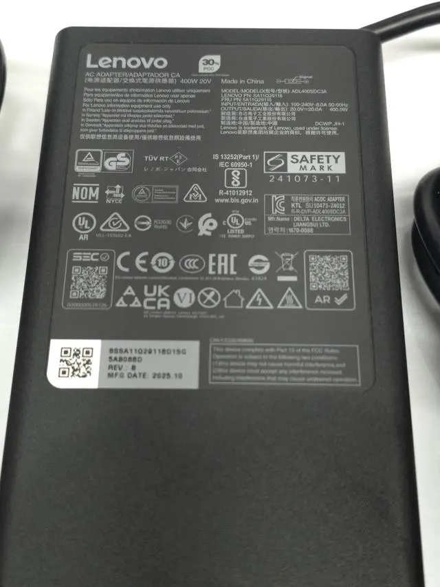 Alt view image 3 of 7 - 400W ADL400SDC3A AC Adapter for Legion Pro 7i Gen 10 Intel 16 inch 2025 Gaming Laptop. ADL400SCC3A