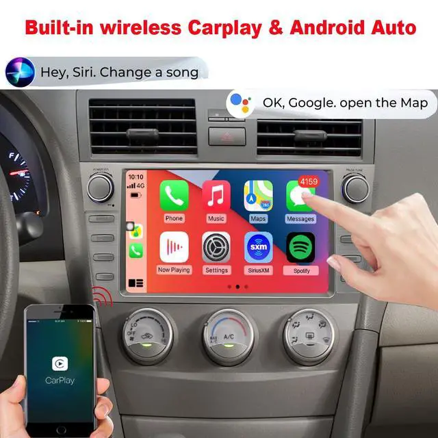 Alt view image 3 of 6 - QLED 8core for Toyota Camry Radio Upgrade 2007 2008 2009 2010 2011,Touch Screen Stereo,carplay and Android Auto,Free Camera
