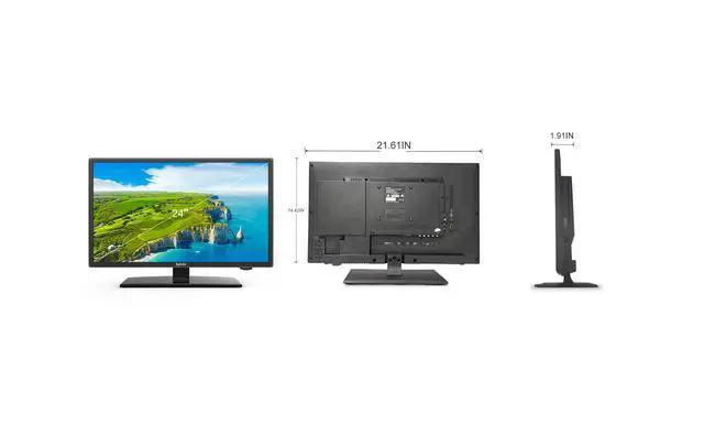 Alt view image 2 of 7 - 24 inch RV TV, 12V TV with DVD Player Built-in, 1080P Flat Screen | FM Radio, 9-32V Wide Voltage, DC/AC Power, Integrated ATSC Tuner, with HDMI/USB/AV, for RV Camper Car Motorhome (Non-Smart)