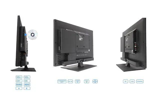 Alt view image 3 of 7 - 24 inch RV TV, 12V TV with DVD Player Built-in, 1080P Flat Screen | FM Radio, 9-32V Wide Voltage, DC/AC Power, Integrated ATSC Tuner, with HDMI/USB/AV, for RV Camper Car Motorhome (Non-Smart)