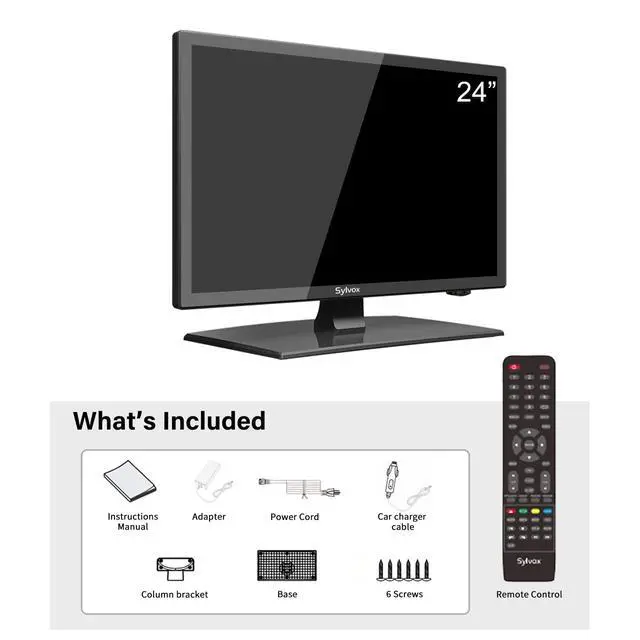 Alt view image 7 of 7 - 24 inch RV TV, 12V TV with DVD Player Built-in, 1080P Flat Screen | FM Radio, 9-32V Wide Voltage, DC/AC Power, Integrated ATSC Tuner, with HDMI/USB/AV, for RV Camper Car Motorhome (Non-Smart)