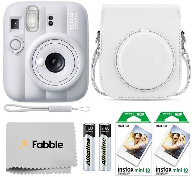 Main image of INSTAX MINI 13 Instant Film Camera Clay White Bundle with Caiul Groovy Case, INSTAX Mini Twin Pack Film 20 Exposures, Automatic Exposure, Close-Up Mode, Selfie Mirror