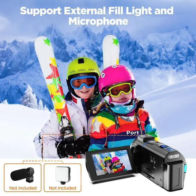 Alt view image 7 of 7 - 5K Video Camera Camcorder 48MP, IR Night Vision Cam Corder, 3.0" 270° Rotation Touch Screen, 16X Digital Zoom Vlogging Camera for YouTube Video Camcorder with Battery, 32GB SD Card & Remote Control